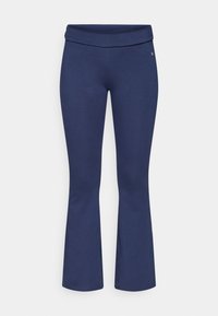 FLARED MID RISE LEGGINGS WITH FOLD-OVER WAISTBAND - Punčochy - dark blue