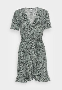 JDY JDYSUE WRAP DRESS - Vestido de malha - chinois green/black leo