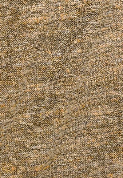 Textured fabric in golden-brown tones, featuring a wavy knitted pattern with subtle variations in thread density and sheen.
