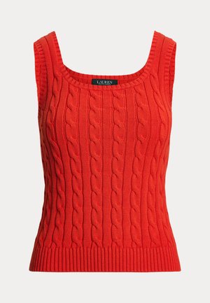 Lauren Ralph Lauren CABLE-KNIT SLEEVELESS SWEATER - Topp - bright vermilion