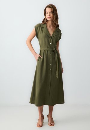 CUT SHORT SLEEVE MIDI  - Abito a camicia - khaki