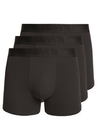 Schwarze Baumwoll-Boxershorts von Levi's. Mit einem weichen elastischen Bund mit eingeprägtem Logo, glatter Textur und körpernahem Schnitt. Im Dreierpack.