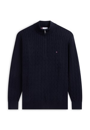 Tommy Hilfiger, CABLE ZIP - Пуловер - navy blue