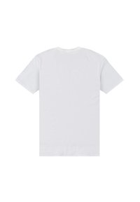 White cotton t-shirt with a crew neck, short sleeves, and a plain back. Soft texture with no visible logos or patterns.