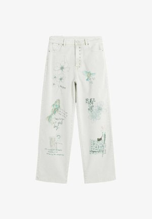 Desigual, LONG PRINTED JEANS - Loose Jeans - white