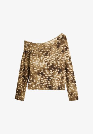 Next, LONG SLEEVED ASYMMETRIC MESH TOP - Pikkade varrukatega topp - brown deer print
