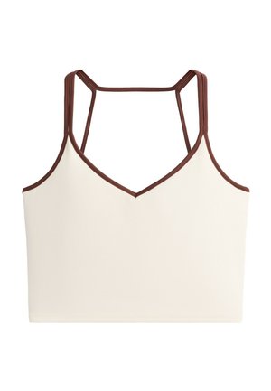 OYSHO, COMFORTLUX CONTRAST STRAP TANK TOP - Débardeur - pale ecru