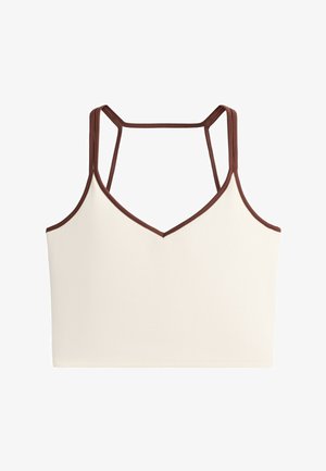 OYSHO, COMFORTLUX CONTRAST STRAP TANK TOP - Débardeur - pale ecru