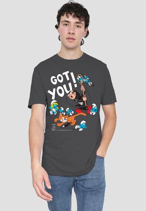 SMURFS GARGAMEL AND AZRAEL - Print T-shirt - anthracite