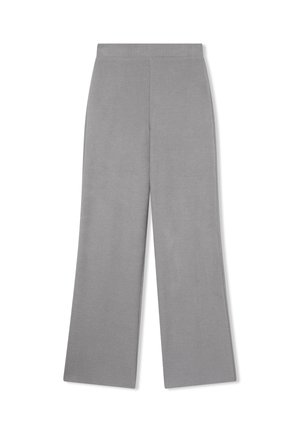 Pantaloni grigi a campana con una silhouette a gamba larga, caratterizzati da una texture morbida e una vita elastica per il massimo comfort. Senza tasche né hardware visibile.
