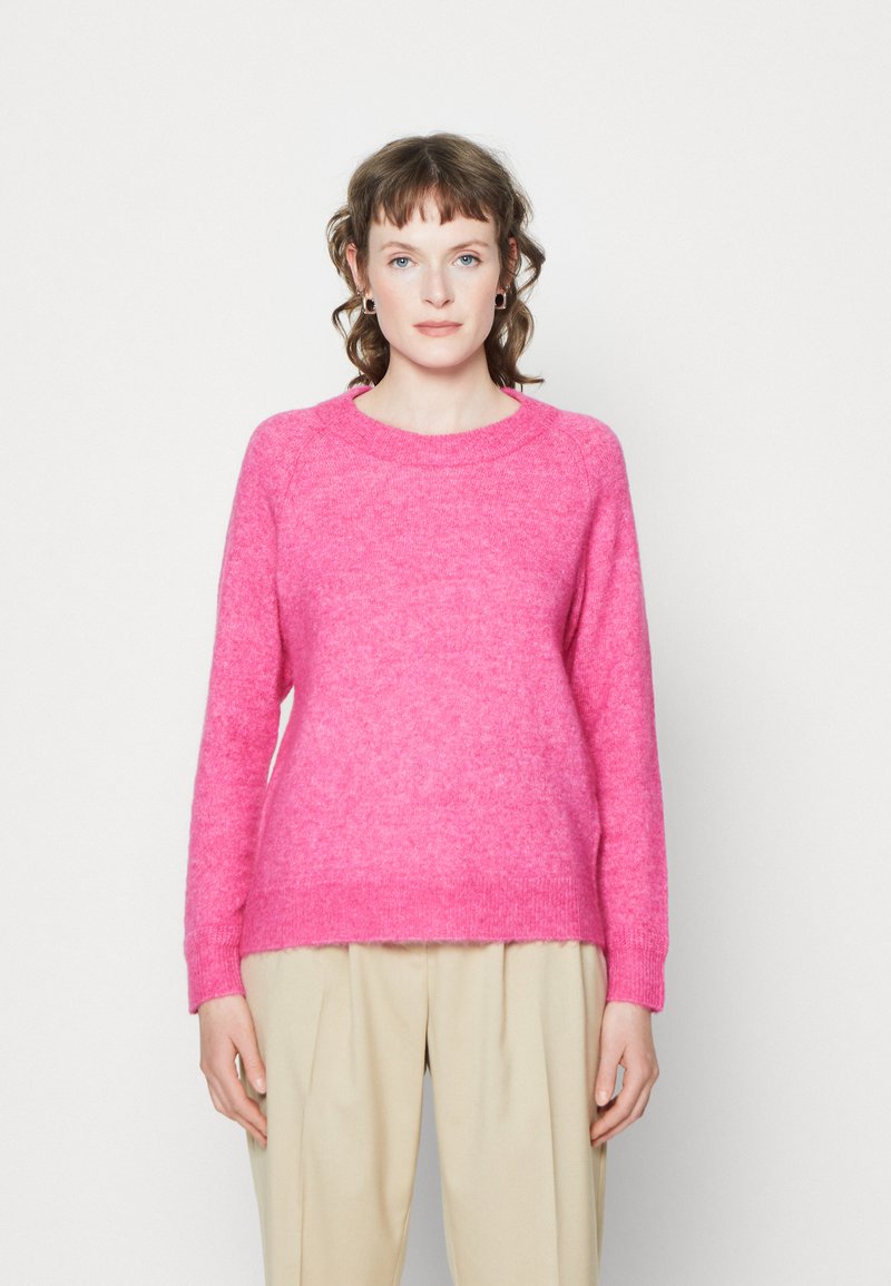Selected Femme SLFLULU LS O-NECK B NOOS - Džemperis - fuchsia purple/melange