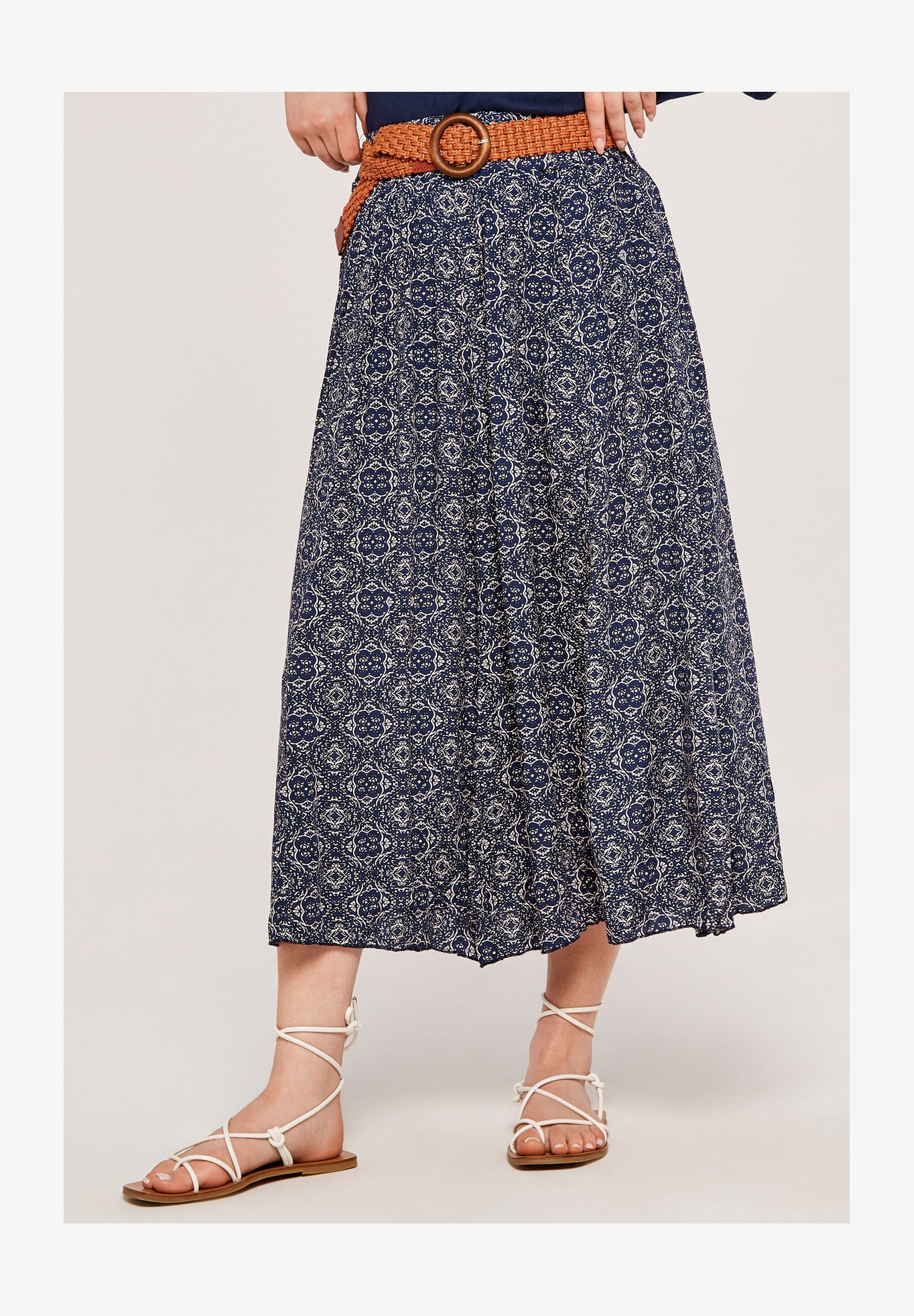 Annebouti Maxi Gonna Donna A Vita Alta In Stile Boho Con Pieghe - Leggera E Traspirante, Taglie S-XL, Colore Blu