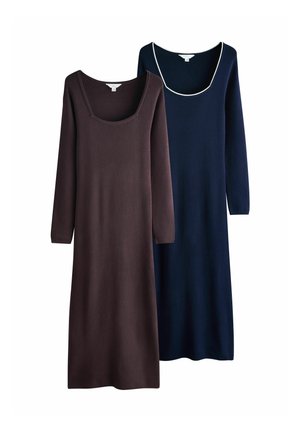 REGULAR FIT - 2 PACK SQUARE NECK - Rochie tricotată - burgundy plum/navy blue tipped