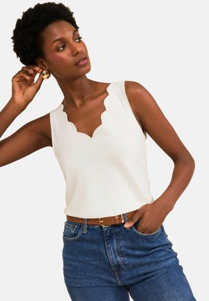 Love & Roses, REGULAR FIT - SCALLOP SCOOP NECK VEST - Bluse - ivory