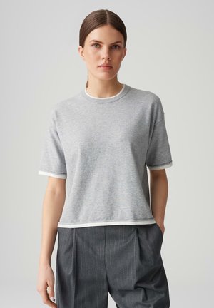OPUS BOXY FIT LAYERING LOOK - Basic T-shirt - hazy fog melange