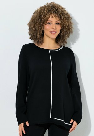Ulla Popken, PULLOVER, ZIERLINIEN, RUNDHALS, LANGARM - Strickpullover - black