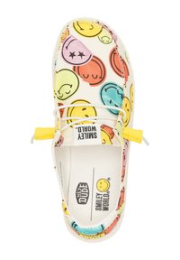 Bottine en toile à enfiler avec un imprimé de smiley coloré, des accents jaunes, des lacets blancs et un intérieur doux. Design léger et flexible.