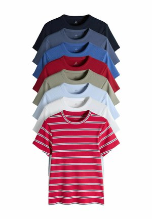 Triko s potiskem - navy blue red light green white stripe