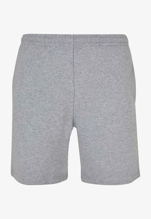 Hallid puuvillased lühikesed püksid pehme tekstuuriga, elastse vöökohtaga ja lihtsa disainiga. Klassikaline lõige, mis ulatub keskele reide ja millel pole nähtavaid taskuid.