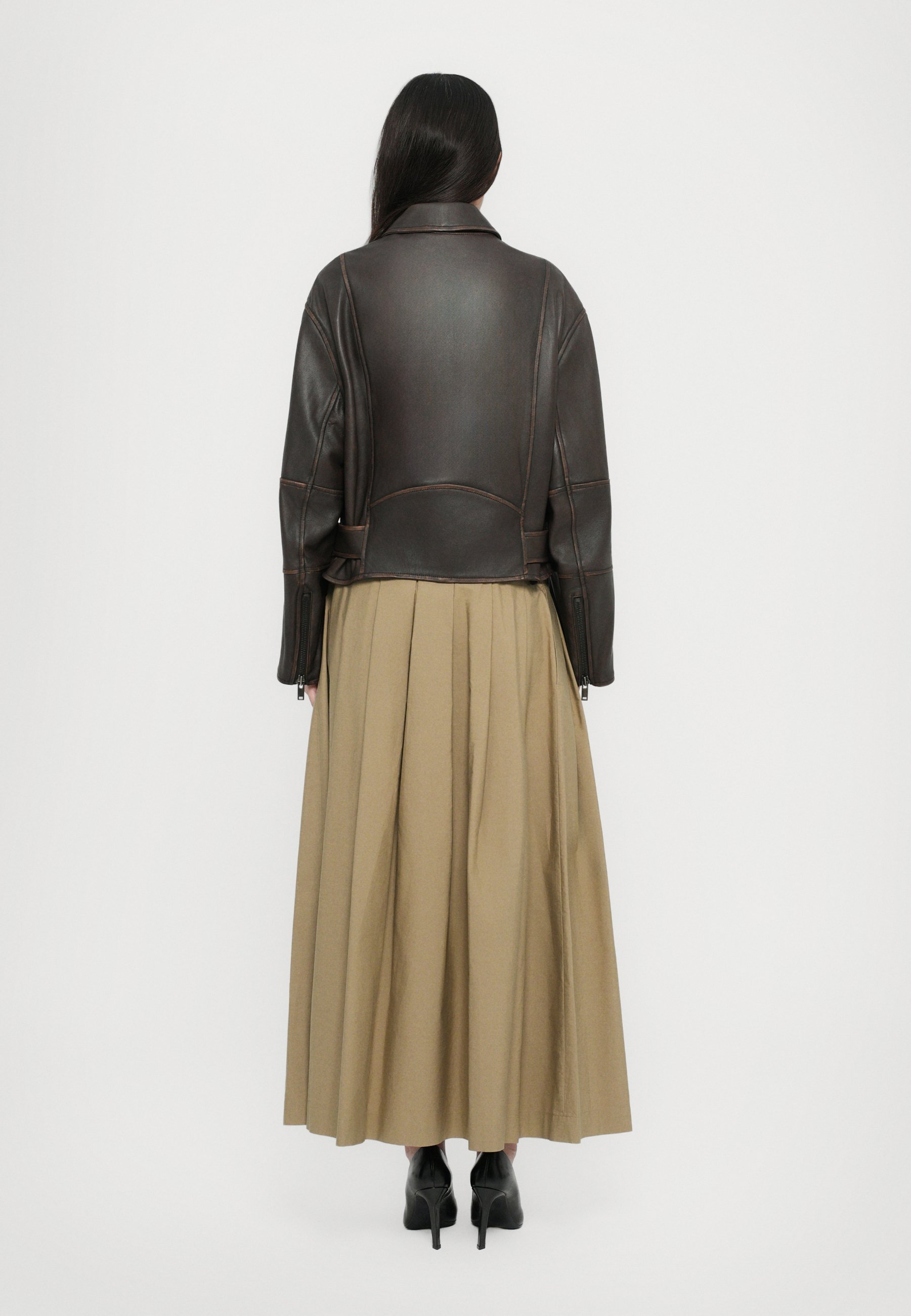 Weekend Max Mara EGIZIO - Leather jacket - marrone scuro/brown