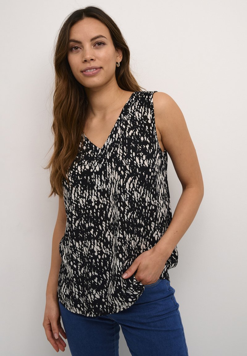 Kaffe KAAMBER PRINTED - Débardeur - black white graphic snake