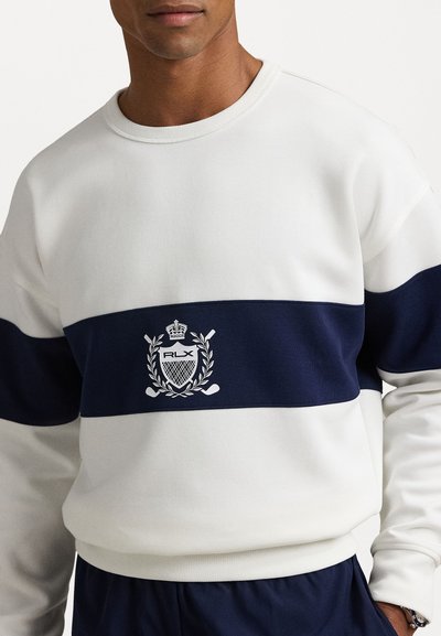 Polo Ralph Lauren CREST DOUBLE-KNIT SWEATSHIRT - Sportinis megztinis - ceramic white/refined navy