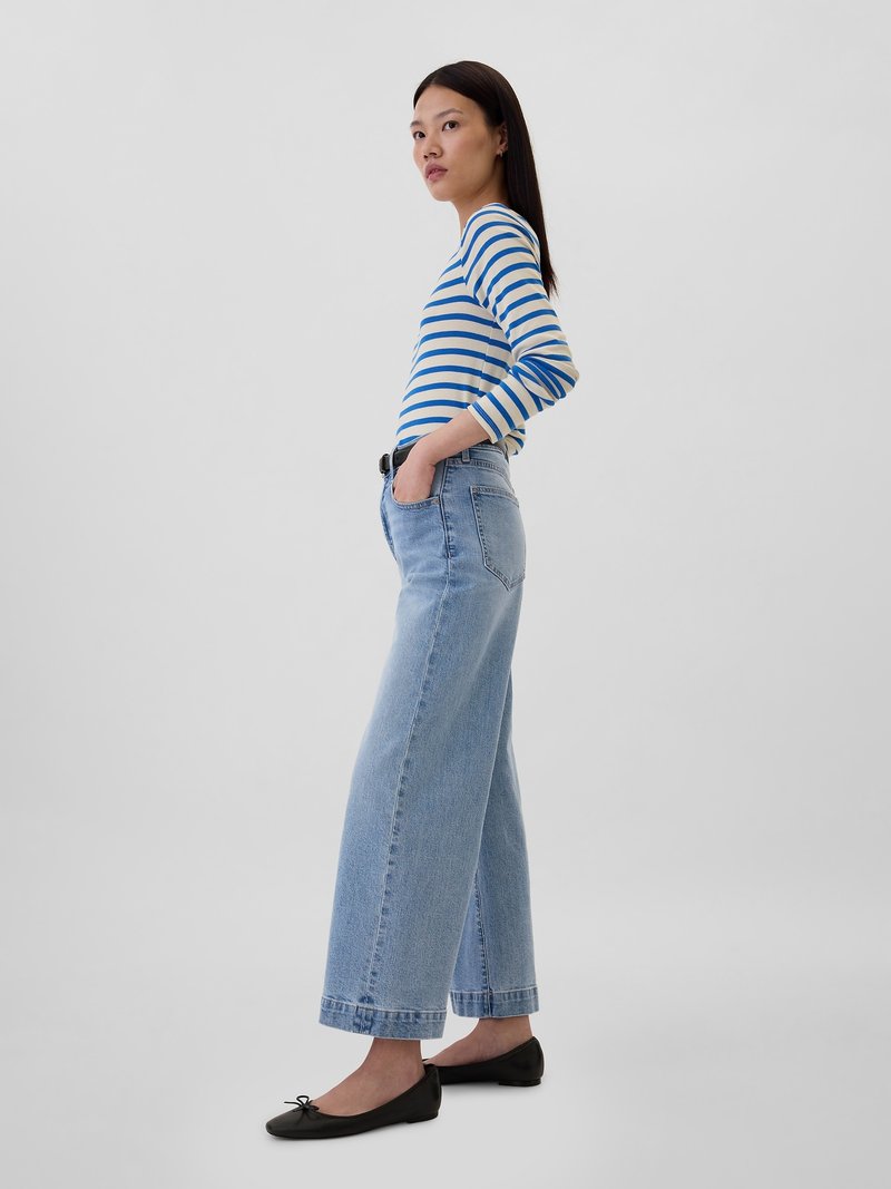 GAP WIDE LEG CROP THALIA Wide Leg light wash/black Zalando