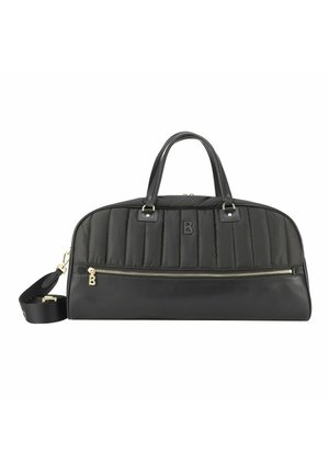 Sac à main noir matelassé avec quincaillerie dorée et une bandoulière amovible. Dispose d'une poche zippée à l'avant et d'un panneau inférieur texturé.