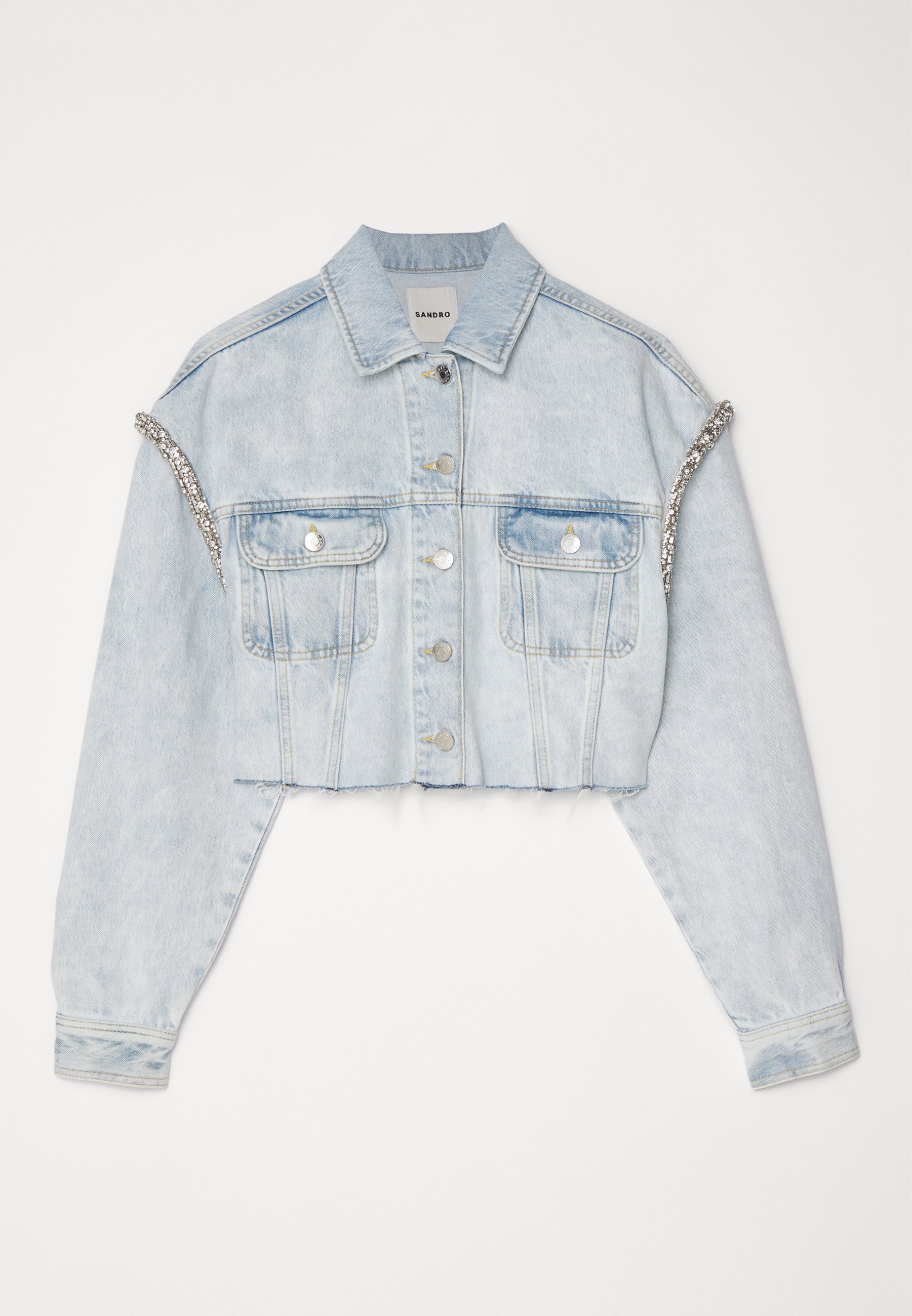 【海外限定】Sandro 綿ジャケット☆Contrast-Collar Button-Down エンボス風ウールジャージー ジャケット | Falconeri