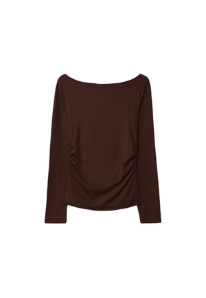 WITH GATHERING  - Maglietta a manica lunga - dark brown