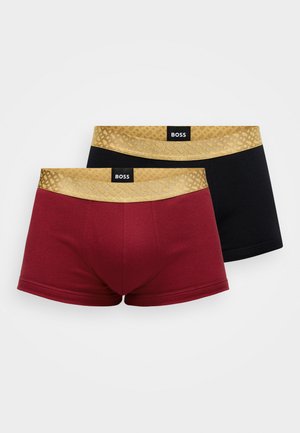 Sorte og bordeaux boxer briefs med et strukturert guld elastisk taljebånd med logo. Glat bomuldsmateriale, tætsiddende design og ribbede kanter.