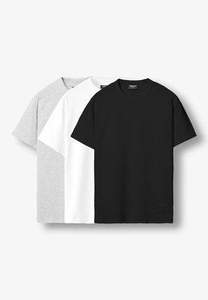 SLIM 3 PACK - T-shirt imprimé - white/black/ash grey