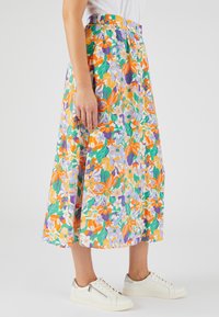 Mini Jupe été fente latérale coton à fleurs colorées - Laka