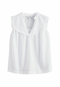 REGULAR FIT V-NECK EMBROIDERED FRILL SLEEVLESS - Blouse - white