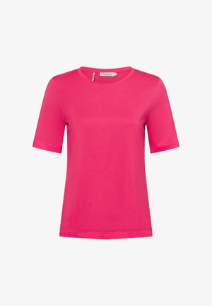 Pink short-sleeve t-shirt made of soft cotton with a round neckline and a relaxed fit. Smooth texture and unembellished design.