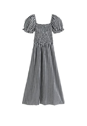 New Look, GINGHAM SHIRRED PUFF SLEEVE MIDI DRESS - Vestido informal - black pattern