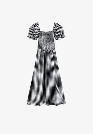New Look, GINGHAM SHIRRED PUFF SLEEVE MIDI DRESS - Day dress - black pattern