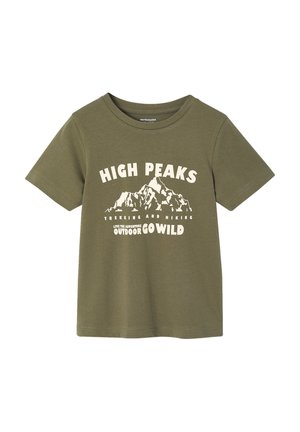 MIT PRINT VORN - Print T-shirt - olivgrün