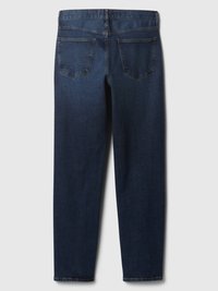 Tmavomodré denimmové džínsy s rovním strihom majú dve zadné vrecká, mierne vyblednutie a čistý lem. Navrhnuté s klasickým pásom.