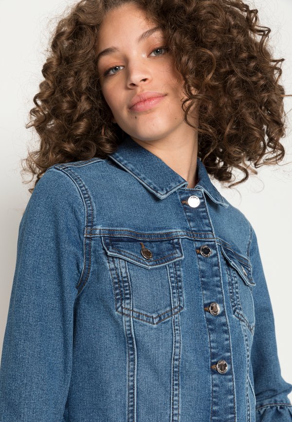 ONLSIA FRILL JACKET - Denim jacket4