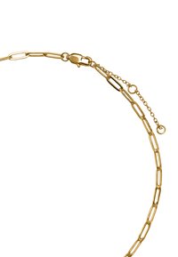 Naszyjnik z łańcuszka ze złotych, wydłużonych, połączonych ogniw. Posiada bezpieczne zapięcie oraz regulowany łańcuszek z małym kółkiem umożliwiającym zmianę długości.