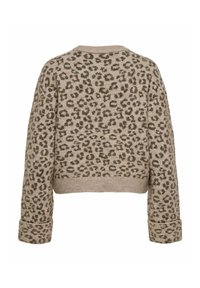 Beskåret sweater i beige med leopardmønster. Ribbet halsudskæring og manchetter, blød tekstur og afslappet pasform med sænkede skuldre.