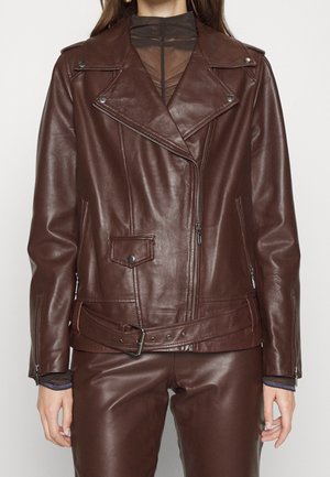Veste en cuir - bordeaux