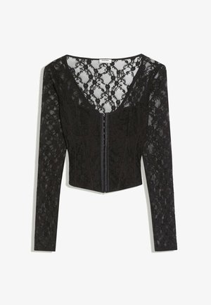 Bershka, LACE CORSET LONG-SLEEVE TOP - Blouse - black