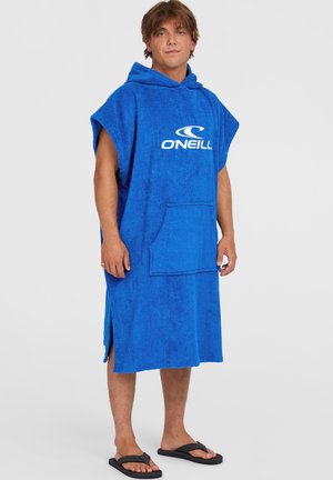 Blauwe hooded poncho van badstof, met een zak aan de voorkant en zijsplitten voor gemakkelijke beweging, voorzien van het O'Neill-logo.