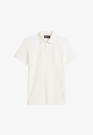 Kurzarmpolohemd aus weichem Baumwollstoff in Weiß. Mit klassischem Kragen, Drei-Knopf-Leiste und entspannter Passform.