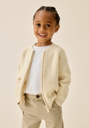 Next, REGULAR FIT - TEXTURED ZIP THROUGH KNITTED BOMBER CARDIGAN - Bombera - ecru