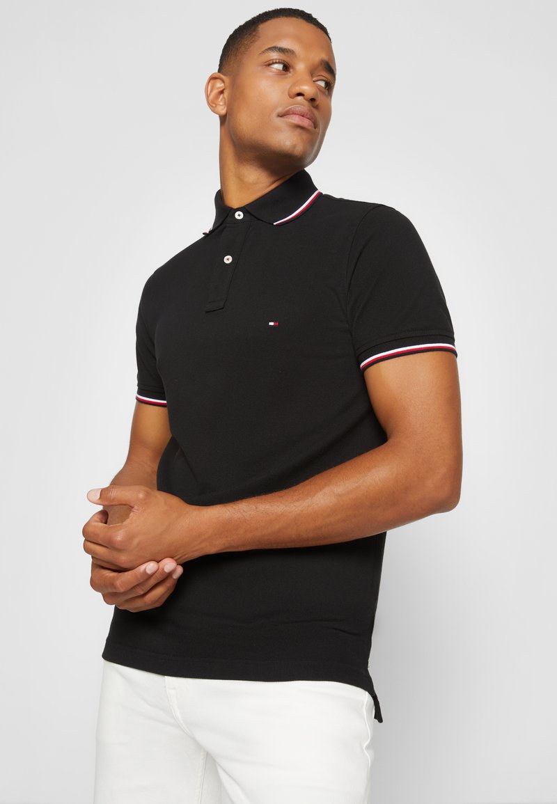 slim fit polo tees black