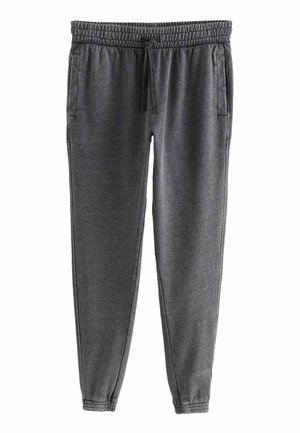 Grå joggingbyxor i mjukt material med elastisk midja och justerbar dragsko. Har två sidofickor och tapered anklar.