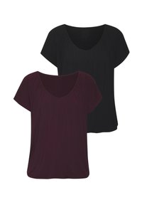 2 PACK - Navadna majica - aubergine schwarz